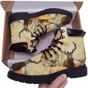 Men Deer Family In An Autumn Forest Mid Top Boots