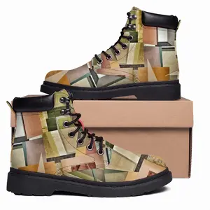 Men Geometric Shapes Mid Top Boots