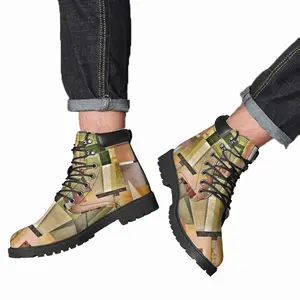 Men Geometric Shapes Mid Top Boots