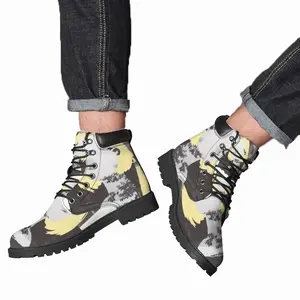 Men Yellow Mid Top Boots