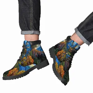 Men High Mountains Landscape Mid Top Boots