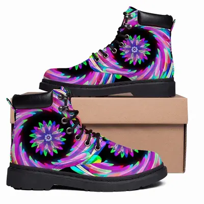 Men Flowers Space Mid Top Boots