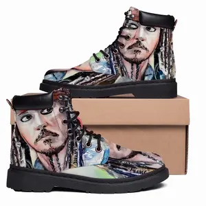 Men Johnny Depp Jack Sparrow Mid Top Boots