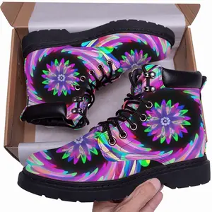 Men Flowers Space Mid Top Boots