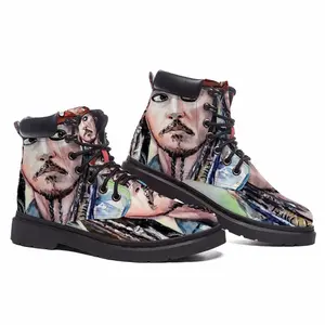 Men Johnny Depp Jack Sparrow Mid Top Boots