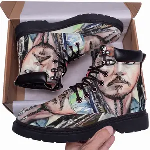 Men Johnny Depp Jack Sparrow Mid Top Boots