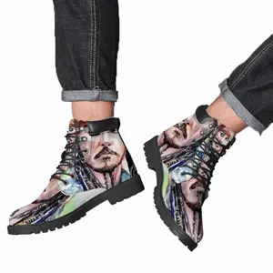 Men Johnny Depp Jack Sparrow Mid Top Boots