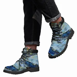 Men Night Winter Road Mid Top Boots