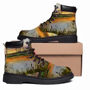 Men Idyllic Scenic Summer Sunset Landscape Mid Top Boots