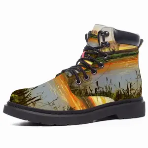 Men Idyllic Scenic Summer Sunset Landscape Mid Top Boots