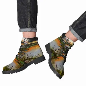 Men Idyllic Scenic Summer Sunset Landscape Mid Top Boots