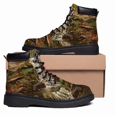 Men Autumn Waterfall Impasto Mid Top Boots