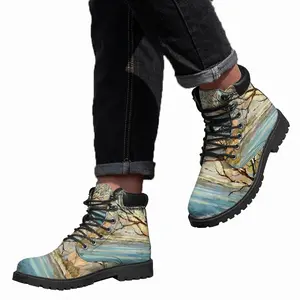 Men Winter Landscape Mid Top Boots