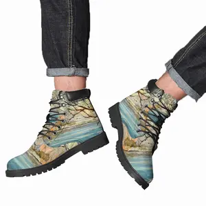 Men Winter Landscape Mid Top Boots