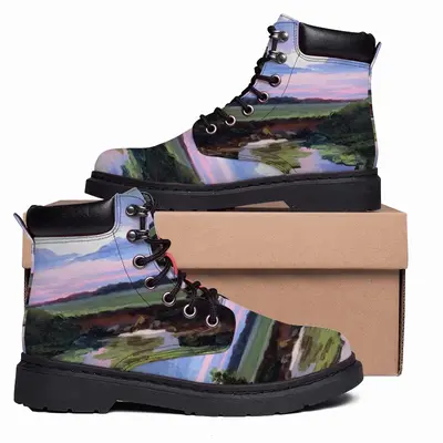 Men Summer Evening Landscape Mid Top Boots