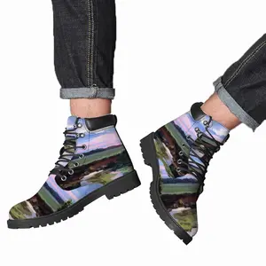 Men Summer Evening Landscape Mid Top Boots