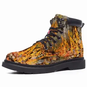 Men Fire Cooking Still Life Impressionism Mid Top Boots