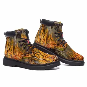 Men Fire Cooking Still Life Impressionism Mid Top Boots