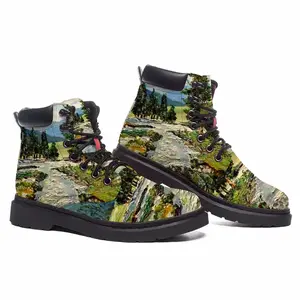 Men Scenic Mountain River Mid Top Boots