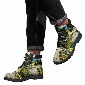 Men Scenic Mountain River Mid Top Boots