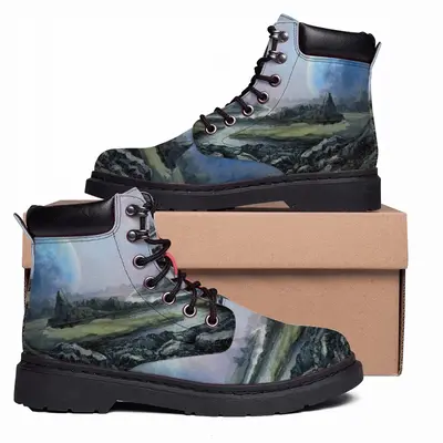 Men Outer Space Landscape Mid Top Boots