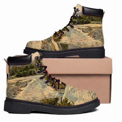 Men White River Landscape In The Morning Mid Top Boots