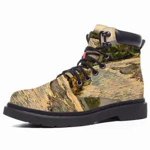 Men White River Landscape In The Morning Mid Top Boots