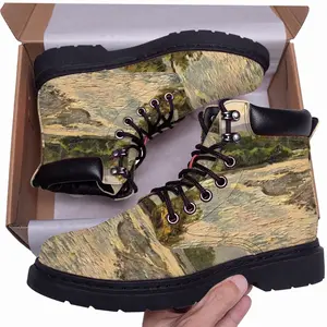 Men White River Landscape In The Morning Mid Top Boots