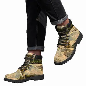 Men White River Landscape In The Morning Mid Top Boots