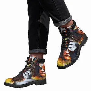 Men Broken Glass Mid Top Boots