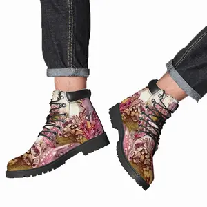 Men Raspberry Bloom Mid Top Boots