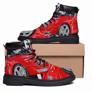 Men Porsche Turbo Red Mid Top Boots