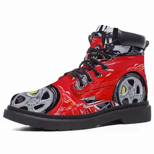 Men Porsche Turbo Red Mid Top Boots