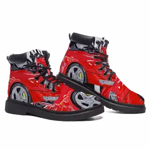 Men Porsche Turbo Red Mid Top Boots