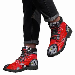 Men Porsche Turbo Red Mid Top Boots