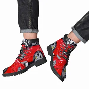 Men Porsche Turbo Red Mid Top Boots