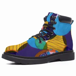 Men Blue And Green Modern Mid Top Boots