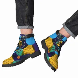 Men Blue And Green Modern Mid Top Boots