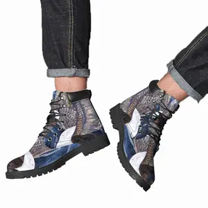 Men Eagle Scratch Mid Top Boots