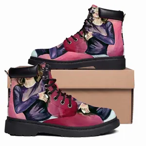 Men Pink Flamingo Mid Top Boots