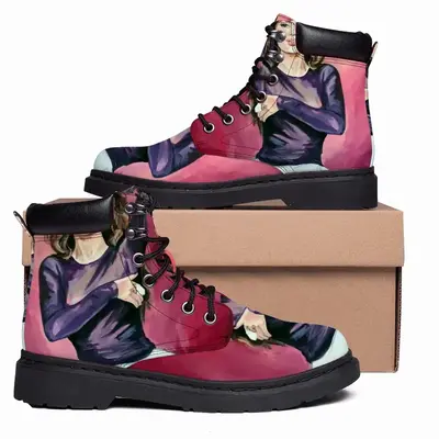 Men Pink Flamingo Mid Top Boots