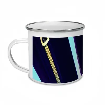 His Zipper Is Open Bright Blue Enamel Mug