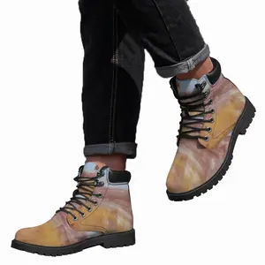 Men Red Trees Landscape Mid Top Boots