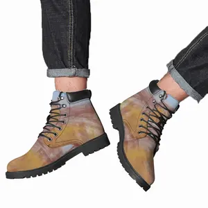 Men Red Trees Landscape Mid Top Boots