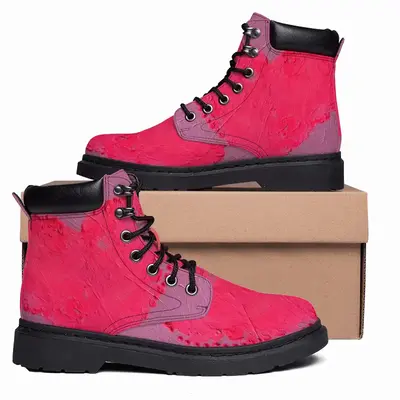 Men Flashy Pink Heart Mid Top Boots