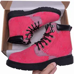 Men Flashy Pink Heart Mid Top Boots