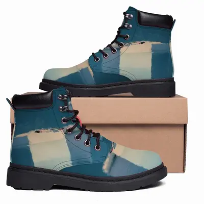 Men Deep Blue Mid Top Boots