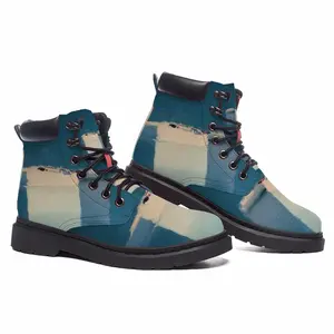 Men Deep Blue Mid Top Boots