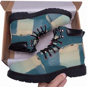 Men Deep Blue Mid Top Boots