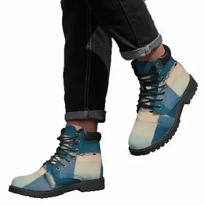 Men Deep Blue Mid Top Boots